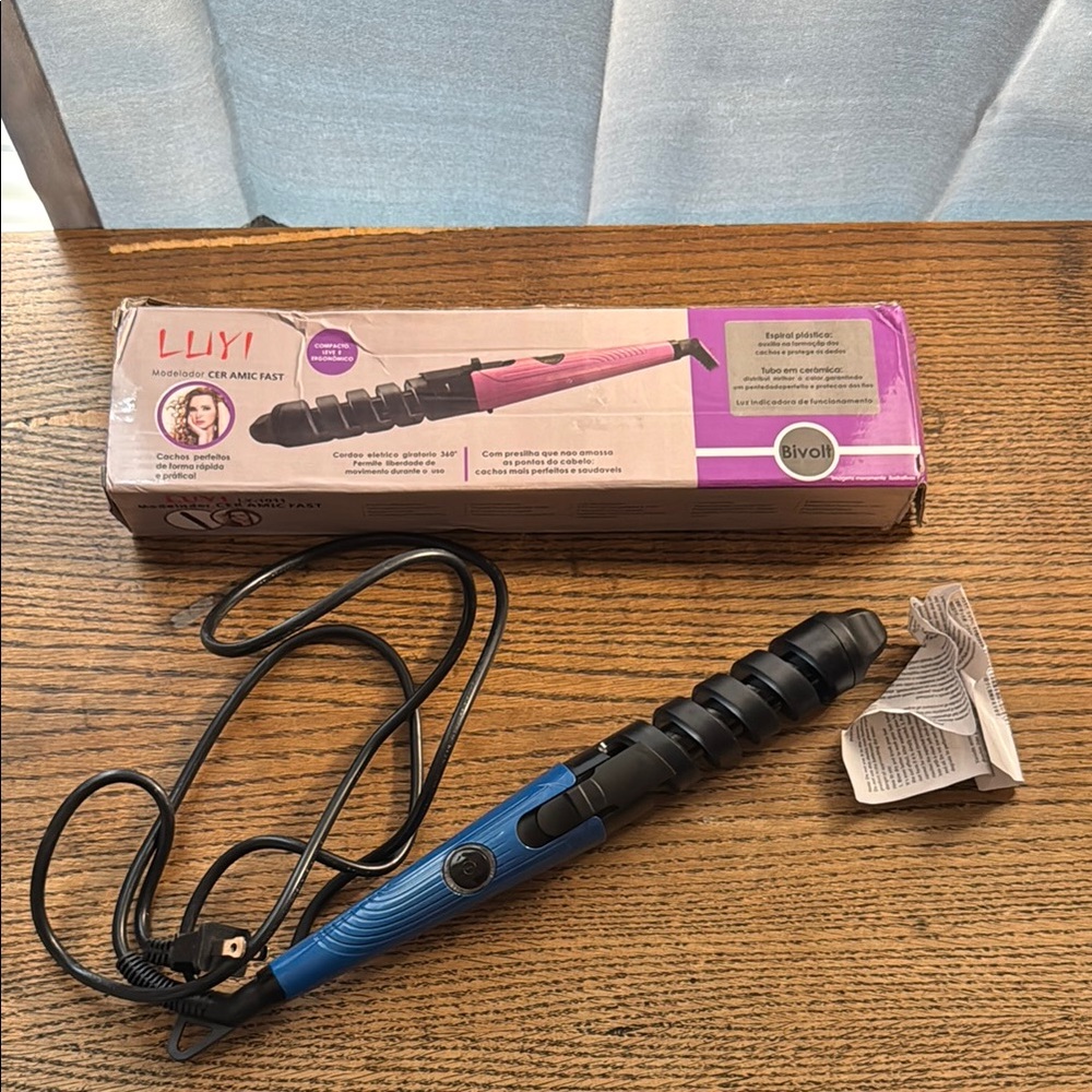 Blue and Black Hair Styling Tool for Effortless Curls